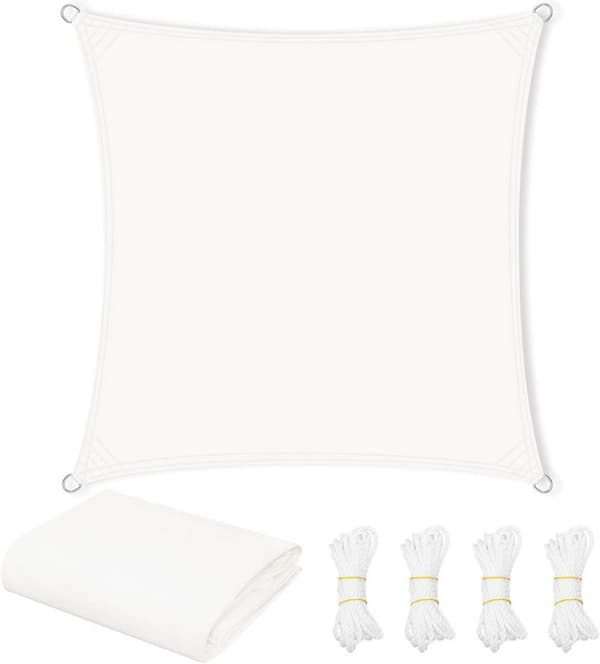 Rootz Sun Sail Markis - Skuggsegel - Solskydd - Vattentät & Soltät - 200g/m² PES-tyg - UV-skydd - 5 mm D-Ring - 300D Oxford - Beige - 1,5 m PE-rep - 9