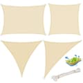 Miniatyrbillede 3 af 9: Rootz Sun Sail Canopy - Skyggefortelt - Udendørs solsejl - HDPE-stof - Rivefast - 180g/m² - 1,5m ledninger - 304 rustfrit stål - Creme - 35cm-100cm di