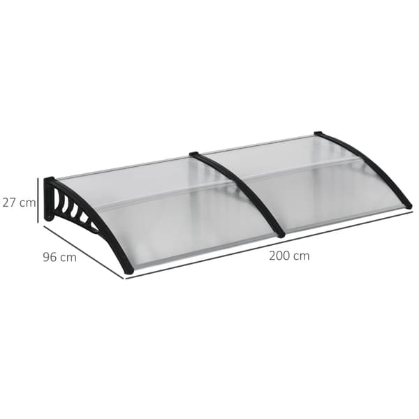Rootz Entryway baldakin - Dørmarkise - Fordørs baldakin - Beskytter mod UV, regn, sne - Aluminiumsramme - 200cm x 96cm x 27cm
