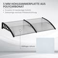 Miniatyrbillede 4 af 10: Rootz Entryway baldakin - Dørmarkise - Fordørs baldakin - Beskytter mod UV, regn, sne - Aluminiumsramme - 200cm x 96cm x 27cm