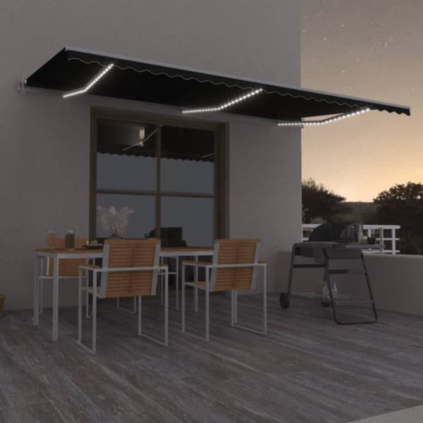 Automatisk markis med vindsensor & LED 600x350 cm antracit