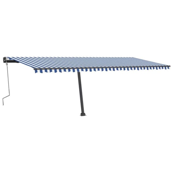 Markis manuellt infällbar med LED 600x300 cm blå och vit