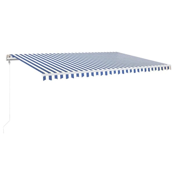 Automatisk markis med vindsensor & LED 500x350 cm blå och vit