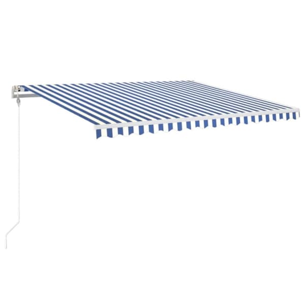 Automatisk markis med vindsensor & LED 400x350 cm blå och vit