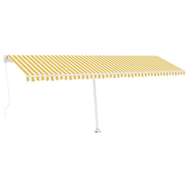 Fristående markis manuellt infällbar 600x300 cm gul/vit