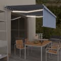 Miniatyrbild 1 av 2: Automatisk markis med rullgardin vindsensor LED 4,5x3 m blå/vit
