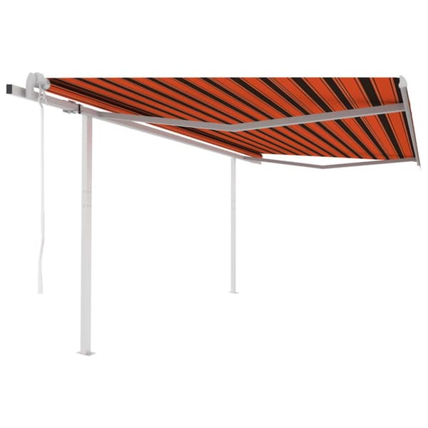Markis med stolpar automatisk infällbar 4,5x3,5 m orange/brun
