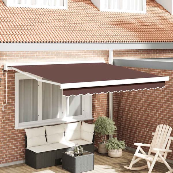 Markis automatiskt infällbar brun 300x250 cm