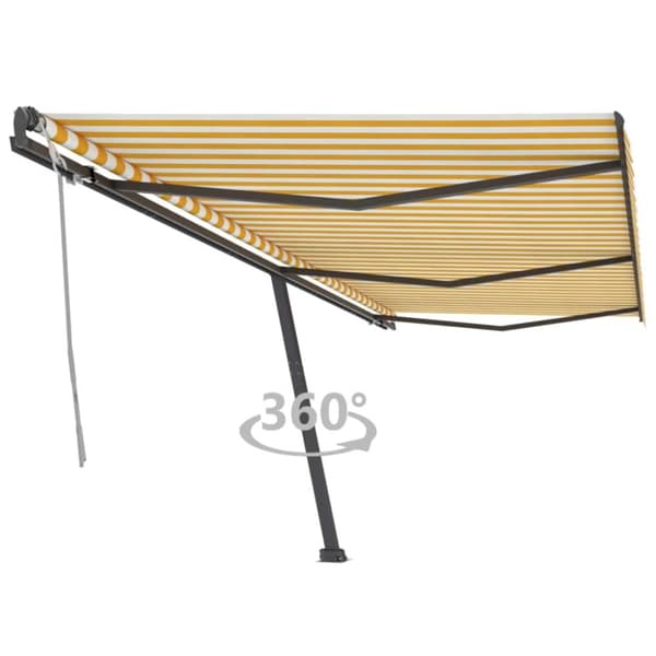 Fristående markis manuellt infällbar 600x300 cm gul/vit
