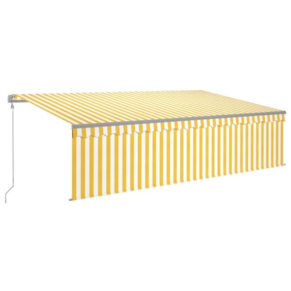 Automatiserad markis med rullgardin vindsensor LED 5x3m gul/vit