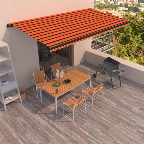 Markis manuellt infällbar 600x350 cm orange och brun