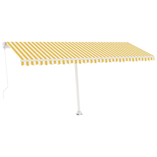 Markis manuellt infällbar med LED 500x300 cm gul och vit