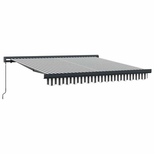 Markis infällbar antracit och vit 3x2,5 m tyg&aluminium