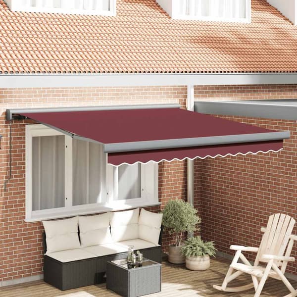 Markis manuellt infällbar vinröd 300x250 cm