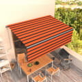 Miniatyrbild 1 av 2: Automatisk infällbar markis med rullgardin 4,5x3m orange/brun