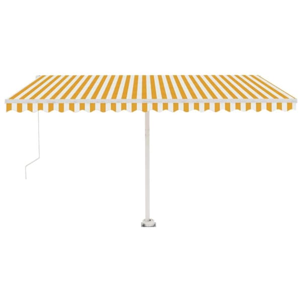Markis manuellt infällbar med LED 450x300 cm gul och vit