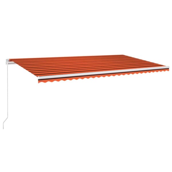 Markis manuellt infällbar med LED 600x300 cm orange och brun