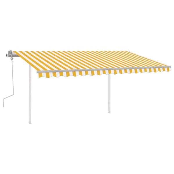 Markis manuellt infällbar med LED 4,5x3,5 m gul och vit