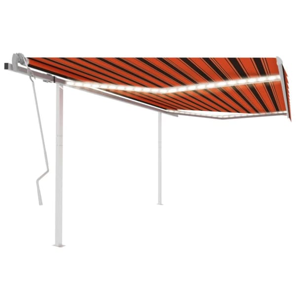 Markis med LED manuellt infällbar 4,5x3 m orange och brun
