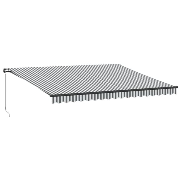 Markis manuellt infällbar med LEDs antracit och vit 450x350 cm