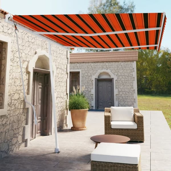 Fristående markis automatiskt infällbar 350x250 cm orange/brun