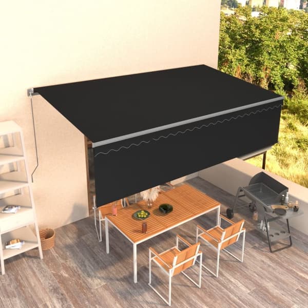 Manuell markis med rullgardin 5x3m antracit