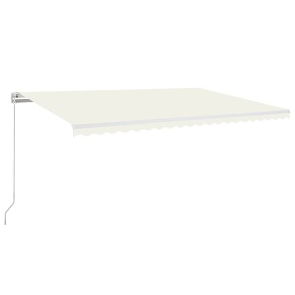 Markis manuellt infällbar med LED 500x300 cm gräddvit