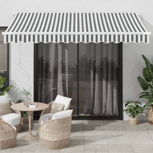 Markis automatiskt infällbar antracit&vit 350x250 cm