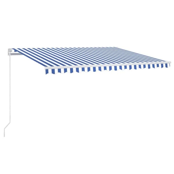 Markis manuellt infällbar med LED 400x300 cm blå och vit