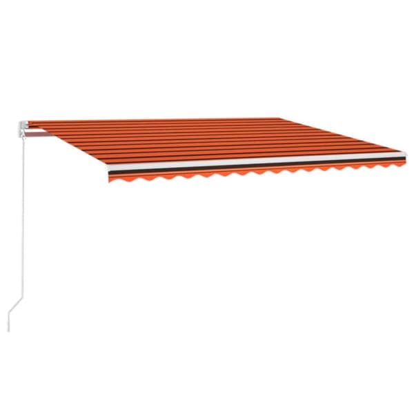 Markis manuellt infällbar med LED 450x300 cm orange och brun