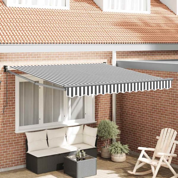Markis infällbar antracit och vit 3x2,5 m tyg&aluminium
