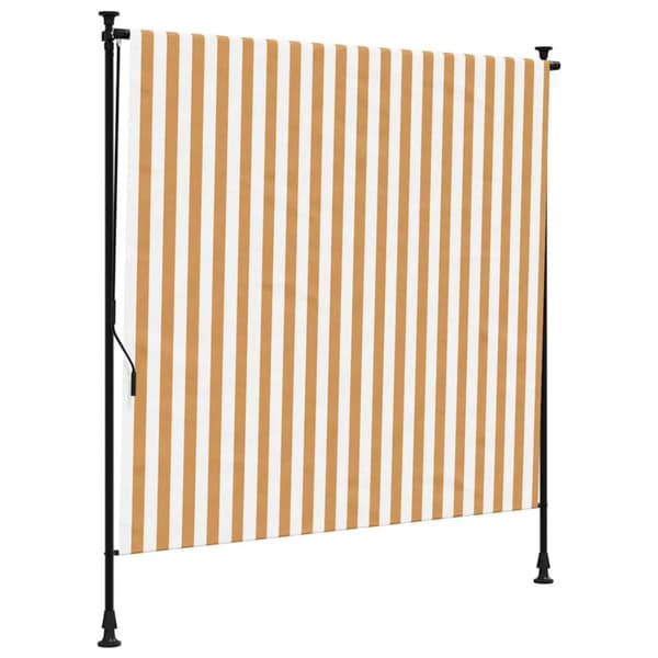 Rullgardin utomhus orange och vit 200x270 cm tyg&stål