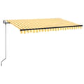 Miniatyrbild 2 av 2: Automatisk markis med vindsensor & LED 450x350 cm gul/vit