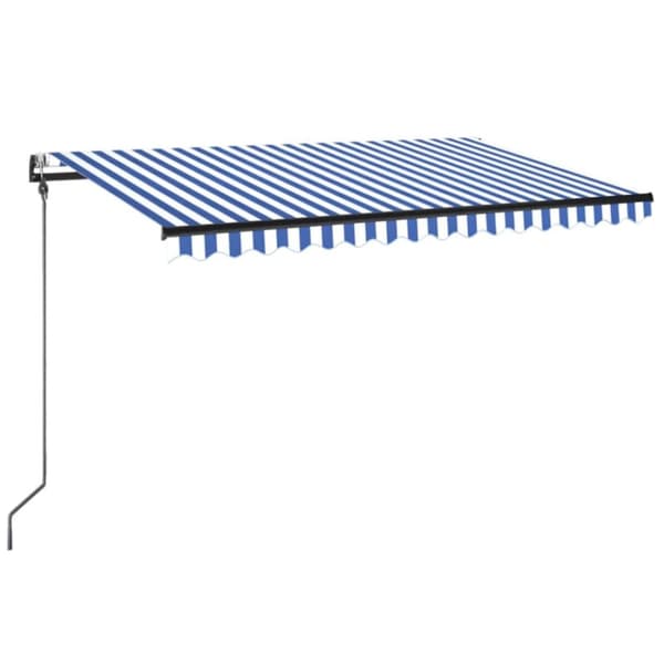 Automatisk markis med vindsensor & LED 300x250 cm blå och vit
