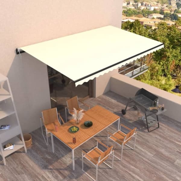 Markis automatiskt infällbar 500x350 cm gräddvit