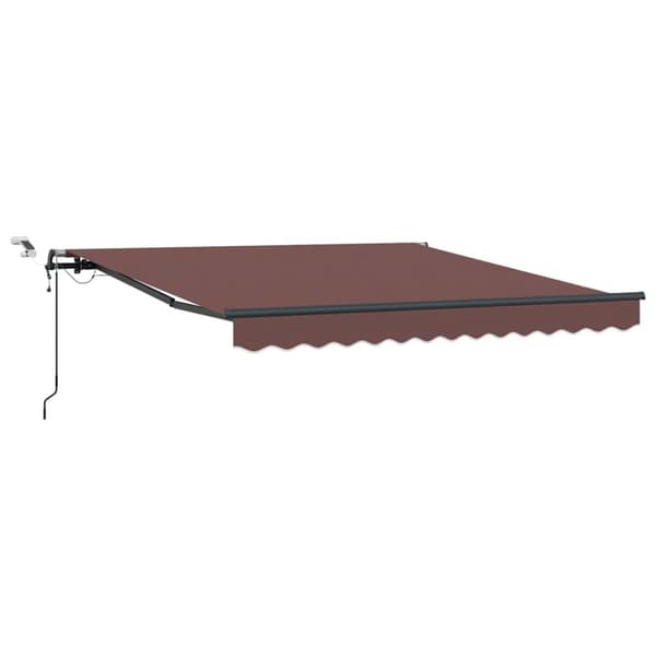 Markis automatiskt infällbar med LEDs brun 300x250 cm