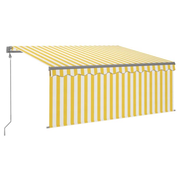 Automatisk markis m. vindsensor rullgardin LED 3,5x2,5m gul/vit