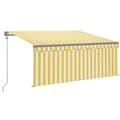Miniatyrbild 2 av 2: Automatisk markis m. vindsensor rullgardin LED 3,5x2,5m gul/vit