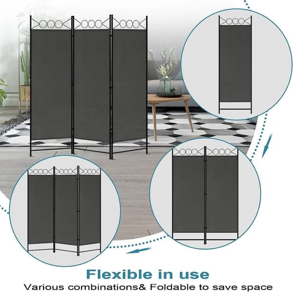 Rootz Paravent Room Divider - Folding Privacy Screen - Space Divider - Indendørs Udendørs - Polyesterstof - 167cm x 172cm (3 stk.)/223cm x 172cm (4 st