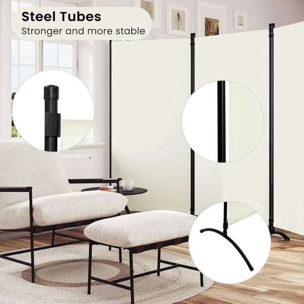 Rootz Privacy Screen Room Divider - Udendørs Screen - Privacy Skillevæg - Vejrbestandigt materiale - 255cm x 181cm - Mørkegrå & Creme