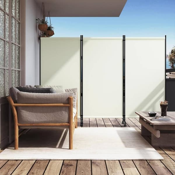 Rootz Privacy Screen Room Divider - Udendørs Screen - Privacy Skillevæg - Vejrbestandigt materiale - 255cm x 181cm - Mørkegrå & Creme