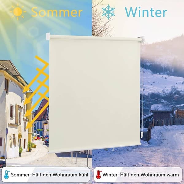 Rootz Vertikal Markis - Utomhusrullgardin - Solskydd - Sekretessskärm - 100x140cm/100x240cm/140x140cm/140x240cm - Tyg av hög kvalitet - Rostsäkert alu