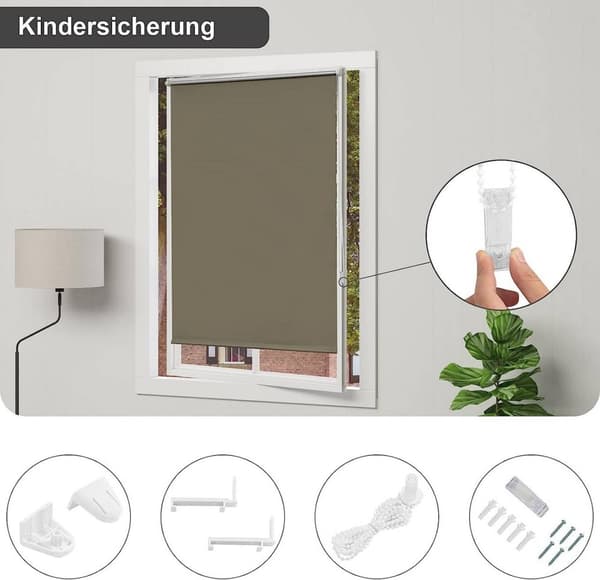 Rootz Blackout Rullgardin - Termisk fönsterskärm - Solskydd - UV-skydd - 100 % polyester - 40-120 cm x 160/210 cm - Taupe