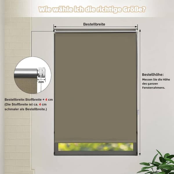 Rootz Blackout Rullgardin - Termisk fönsterskärm - Solskydd - UV-skydd - 100 % polyester - 40-120 cm x 160/210 cm - Taupe