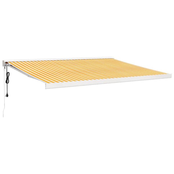 Markis infällbar gul och vit 4,5x3 m tyg&aluminium