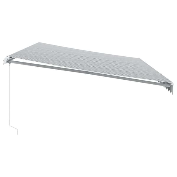 vidaXL Markis manuellt infällbar med LEDs antracit och vit 600x300 cm
