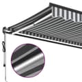 Miniatyrbild 9 av 11: vidaXL Markis automatiskt infällbar med LEDs antracit&vit 600x300 cm