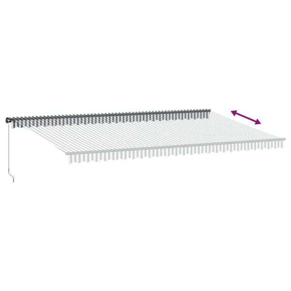 vidaXL Markis manuellt infällbar antracit och vit 600x300 cm
