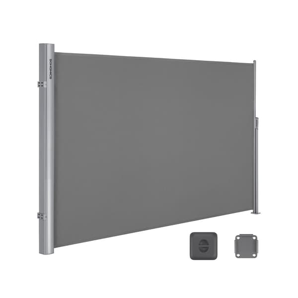 Rootz Jatkettava sivumarkiisi - Aurinkoverho - Privacy Screen - Alumiiniseos - 180cm x 400cm - Harmaa - UV-kestävä - 11,3kg