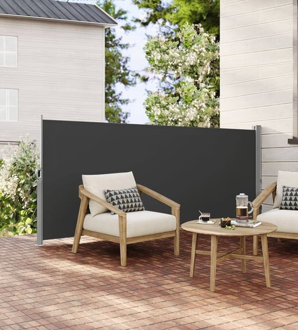 Rootz Sidemarkise - Optrækkelig skærm - Stålkasse - Rustbestandig - Udtrækbar - Antracit - 140 cm x 300 cm - 6,4 kg